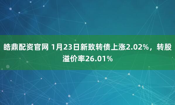 皓鼎配资官网 1月23日新致转债上涨2.02%，转股溢价率26.01%