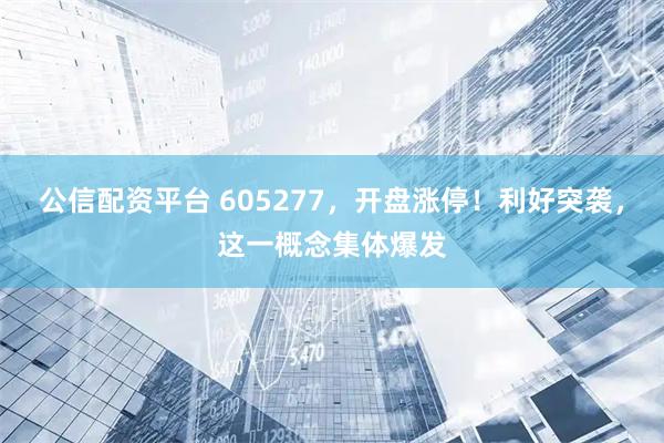 公信配资平台 605277，开盘涨停！利好突袭，这一概念集体爆发